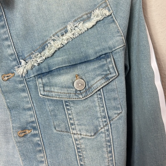 Aaiko Denim Blue Light Wash Striped Jacket size XS - Picture 6 of 9